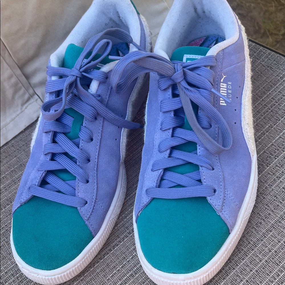 Puma Suede Phantom Lavender, white and Teal Casual Sneakers - Picture 2 of 7